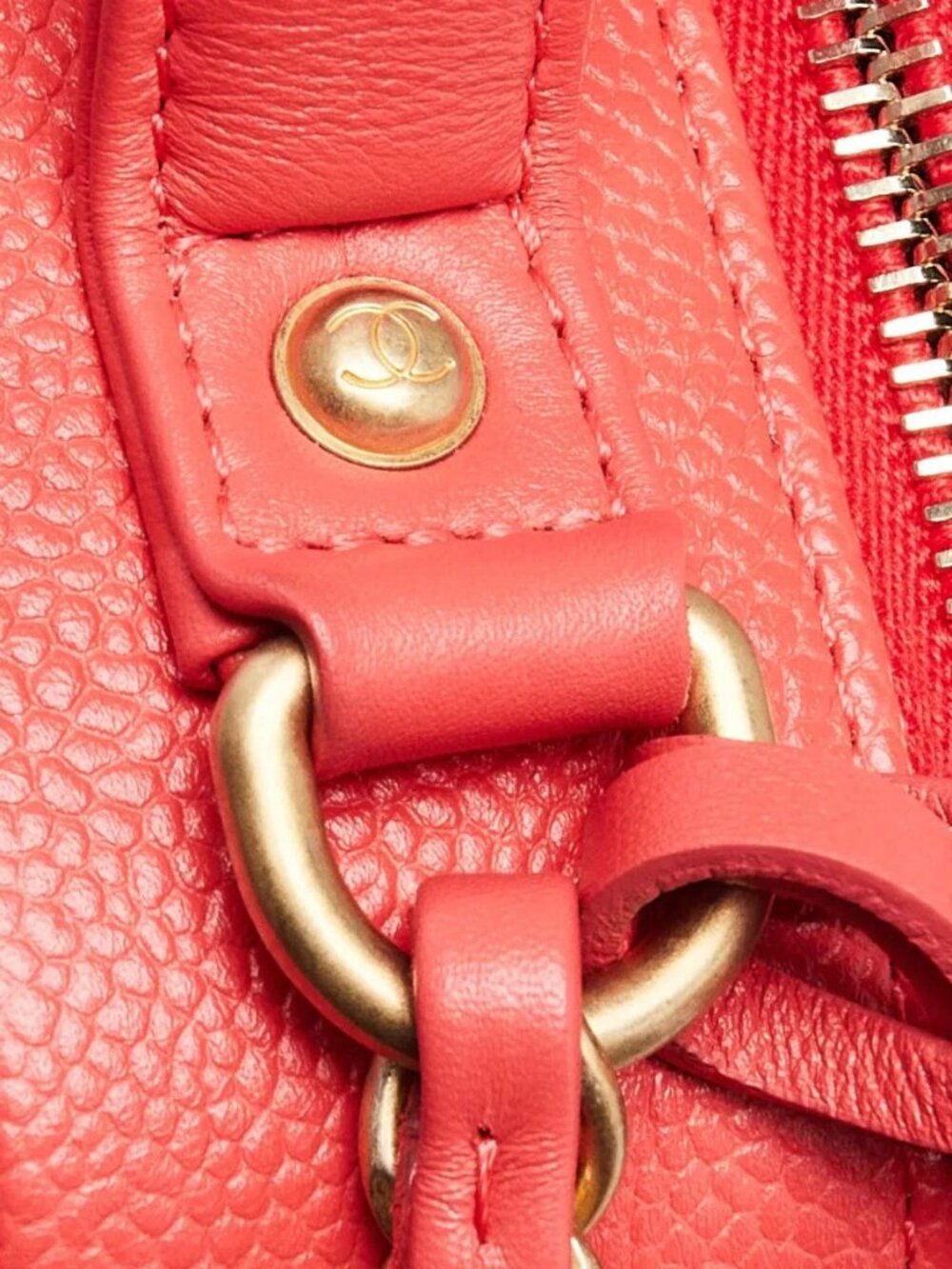 Chanel Red Quilted Caviar Leather Filigree Vanity Case Bag - Picture 5 of 12